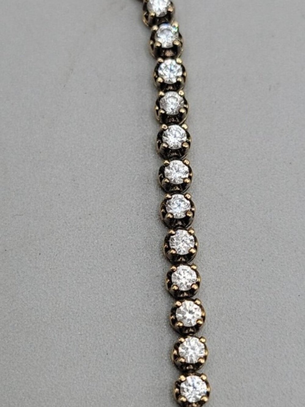 FM 87 Sterling Silver Vermeil White Topaz Tennis Bracelet Heart Charm 6.75" - Picture 12 of 13